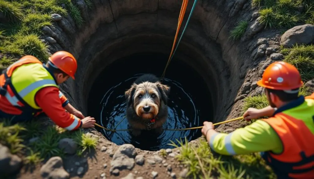 découvrez comment les équipes de secours ont rapidement secouru un chien accidentellement tombé dans un puits de 10 mètres, illustrant un sauvetage héroïque et émouvant.
