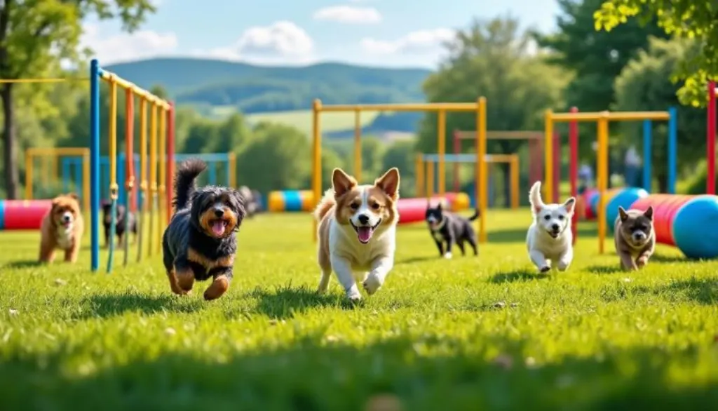 découvrez près de toulouse un espace de jeu unique pour chiens avec slaloms, tunnels et balançoires, un véritable paradis ludique pour vos compagnons à quatre pattes.