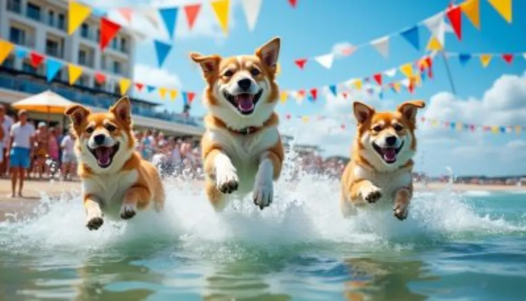 découvrez à la fête de la mer de trouville ce week-end des chiens audacieux plongeant dans l'eau lors de démonstrations spectaculaires, pour un moment unique et captivant en bord de mer.